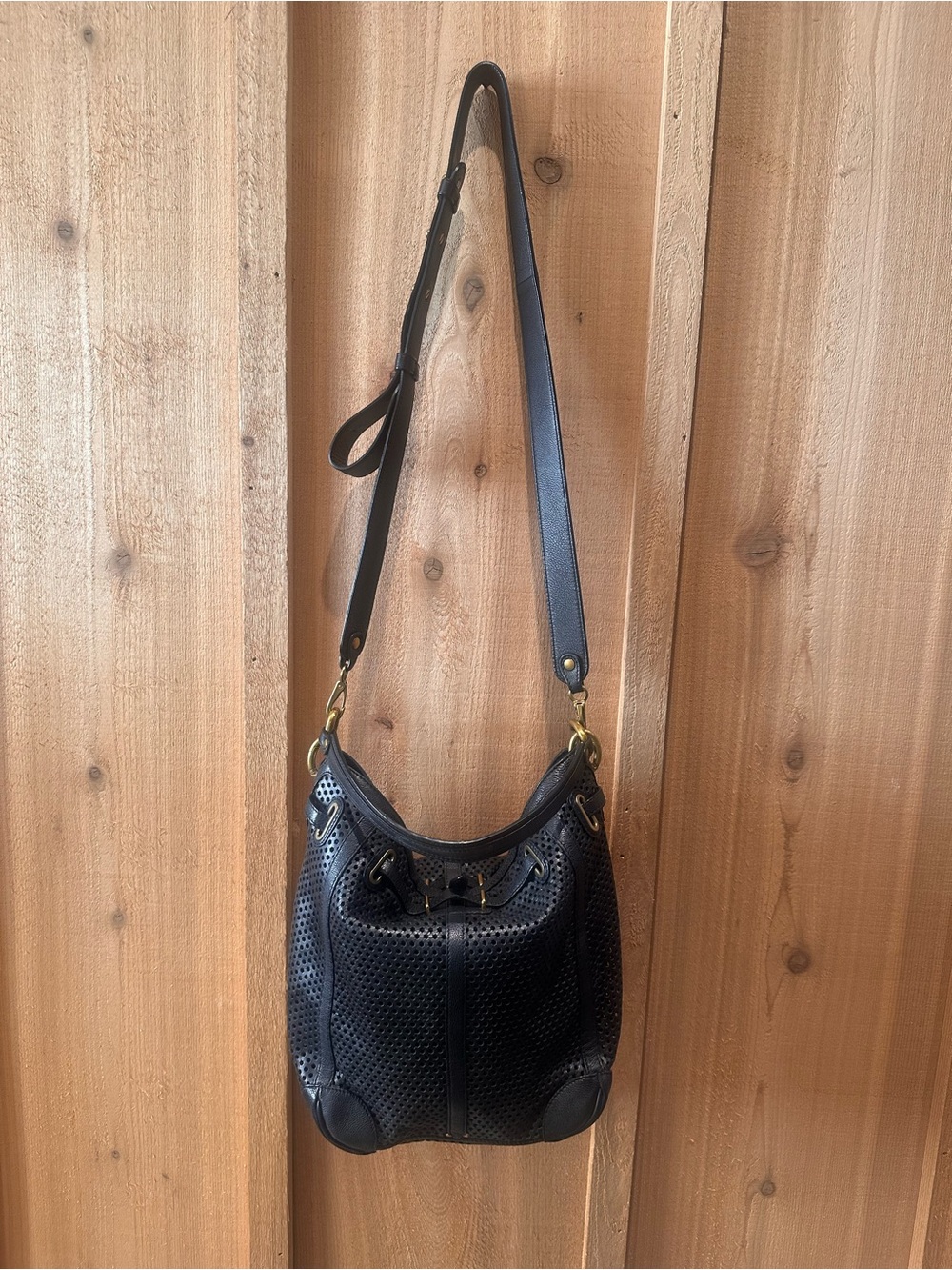 Jerome Dreyfuss Tanguy Black Perforated Leather Shoulder Crossbody Bag - Picture 11 of 15